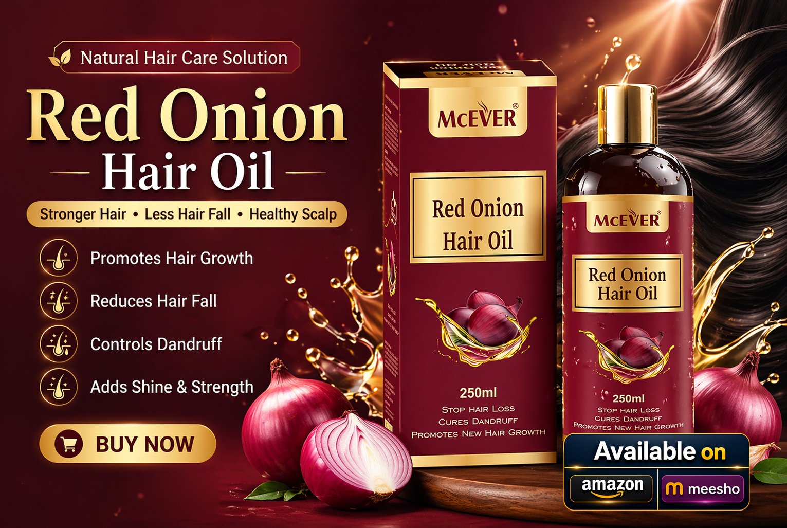 McEver Red Onion Hair Oil for Hair Growth & Hair Fall Control | Marxx Pharma