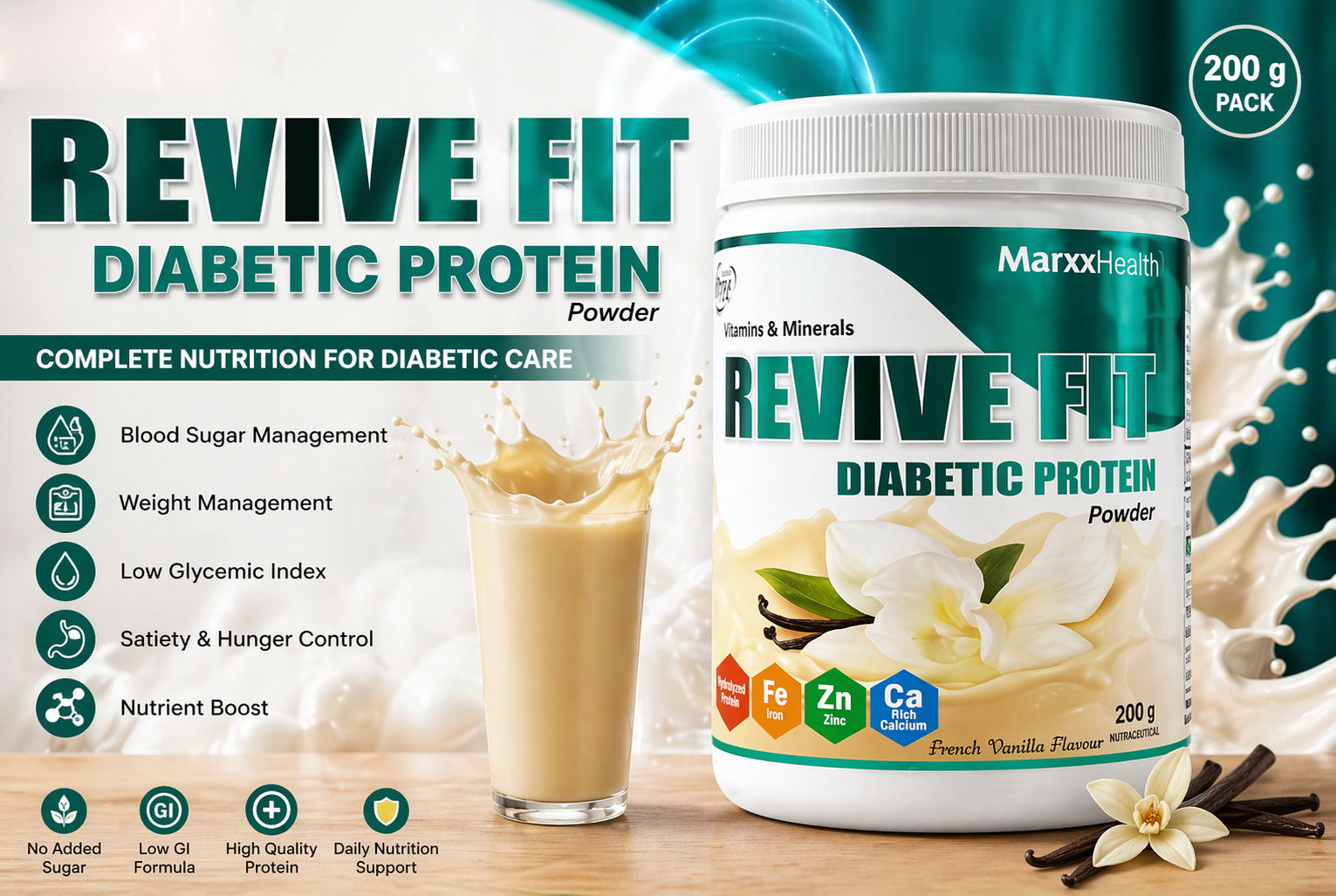 Revive Fit Protein Powder for Diabetic Care & Nutrition | Marxx Pharma