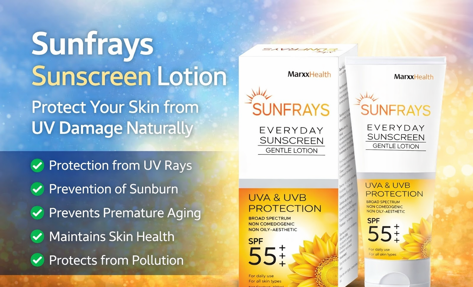 Sunfrays Sunscreen Lotion for UV Protection & Healthy Skin | Marxx Pharma