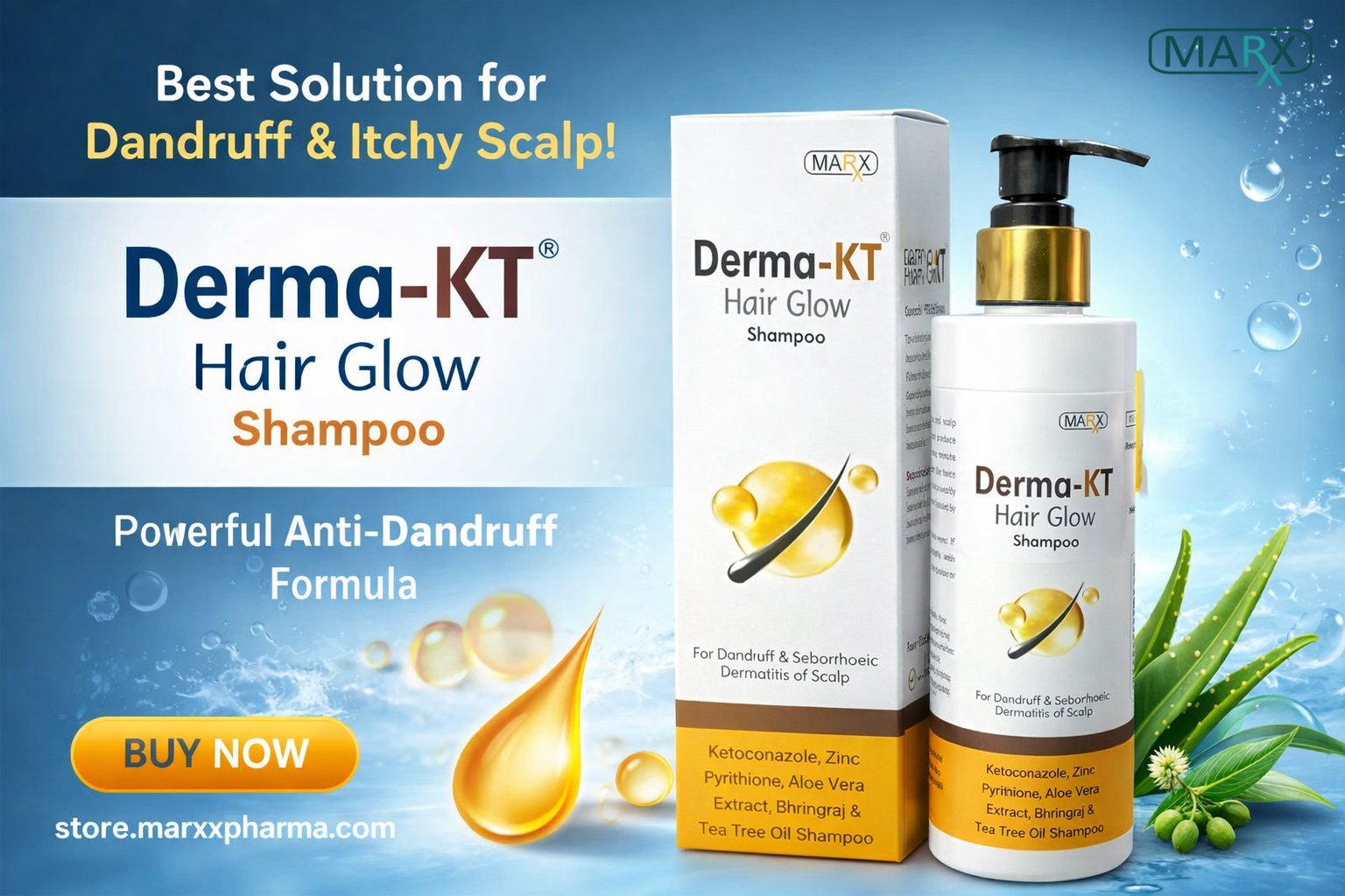 Struggling with Dandruff? Try Derma-KT Hair Glow Shampoo Today
