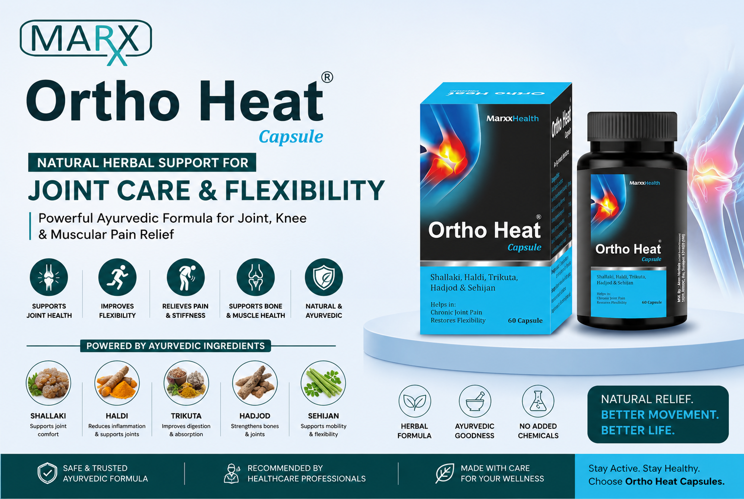 Natural Herbal Support for Joint Care & Flexibility | Ortho Heat Capsules