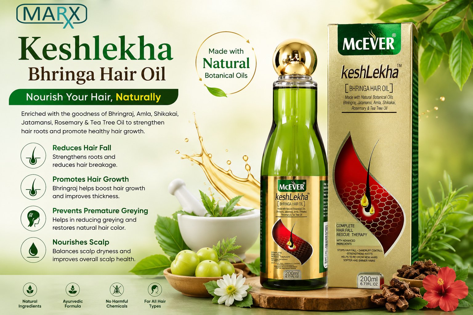 Reduce Hair Fall Naturally with Keshlekha Bhringa Hair Oil