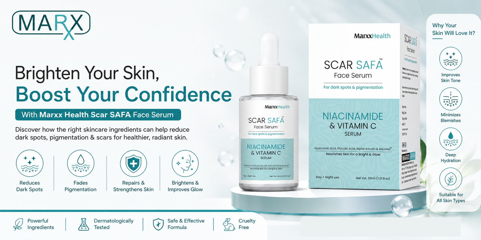 Scar Safa Face Serum Niacinamide & Vitamin C Skin Brightening Serum