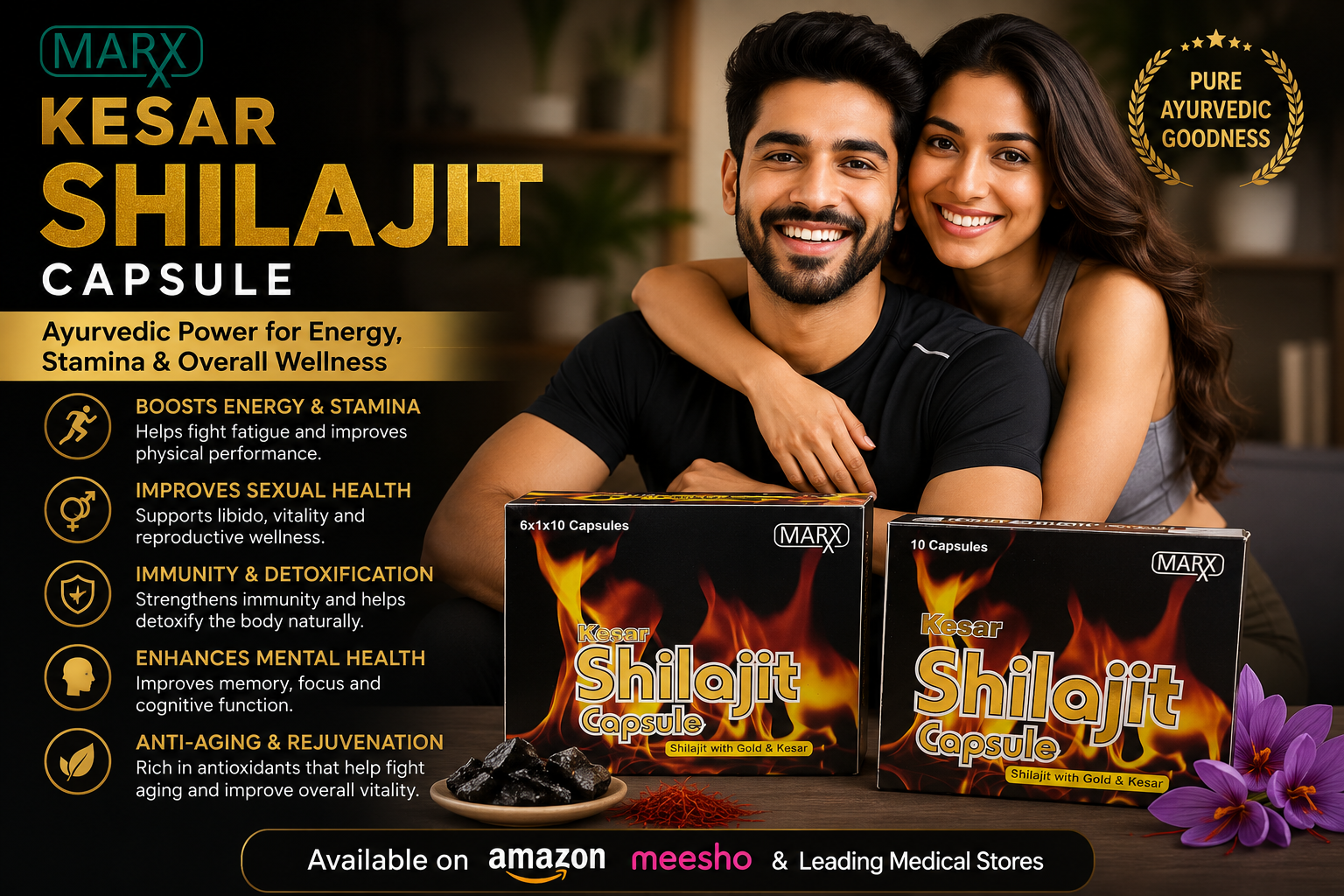 Best Ayurvedic Shilajit Capsule with Kesar for Men's Wellness Marxx Pharma