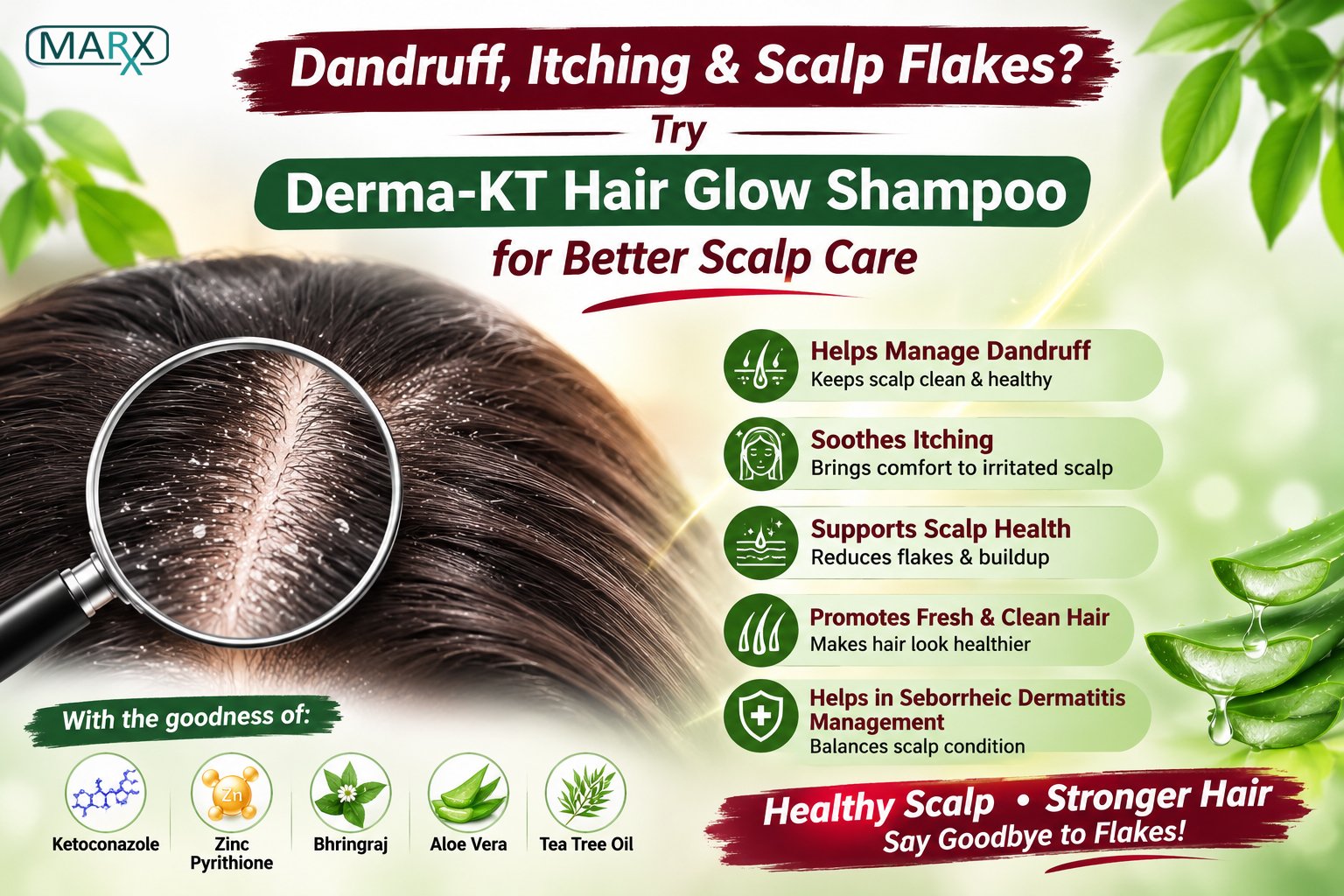 Dandruff, Itching & Scalp Flakes? Derma-KT Hair Glow Shampoo for Better Scalp Care