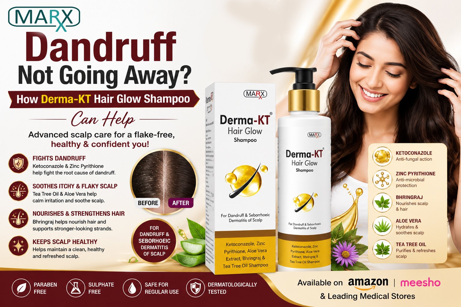 Dandruff Not Going Away? How Derma-KT Hair Glow Shampoo Can Help