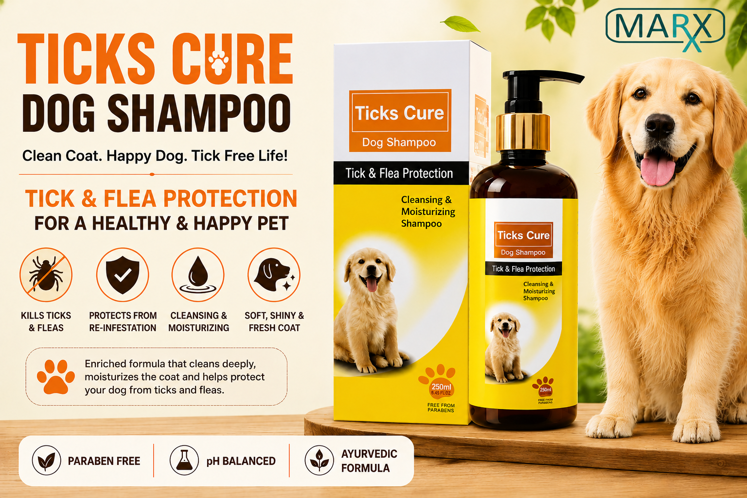 Ticks Cure Dog Shampoo for Effective Tick and Flea Protection