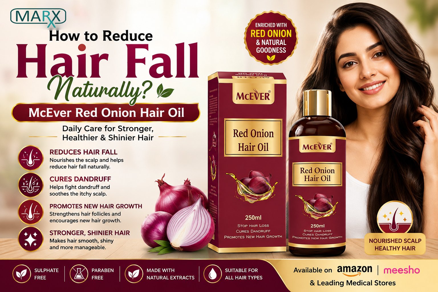 How to Reduce Hair Fall Naturally? McEver Red Onion Hair Oil