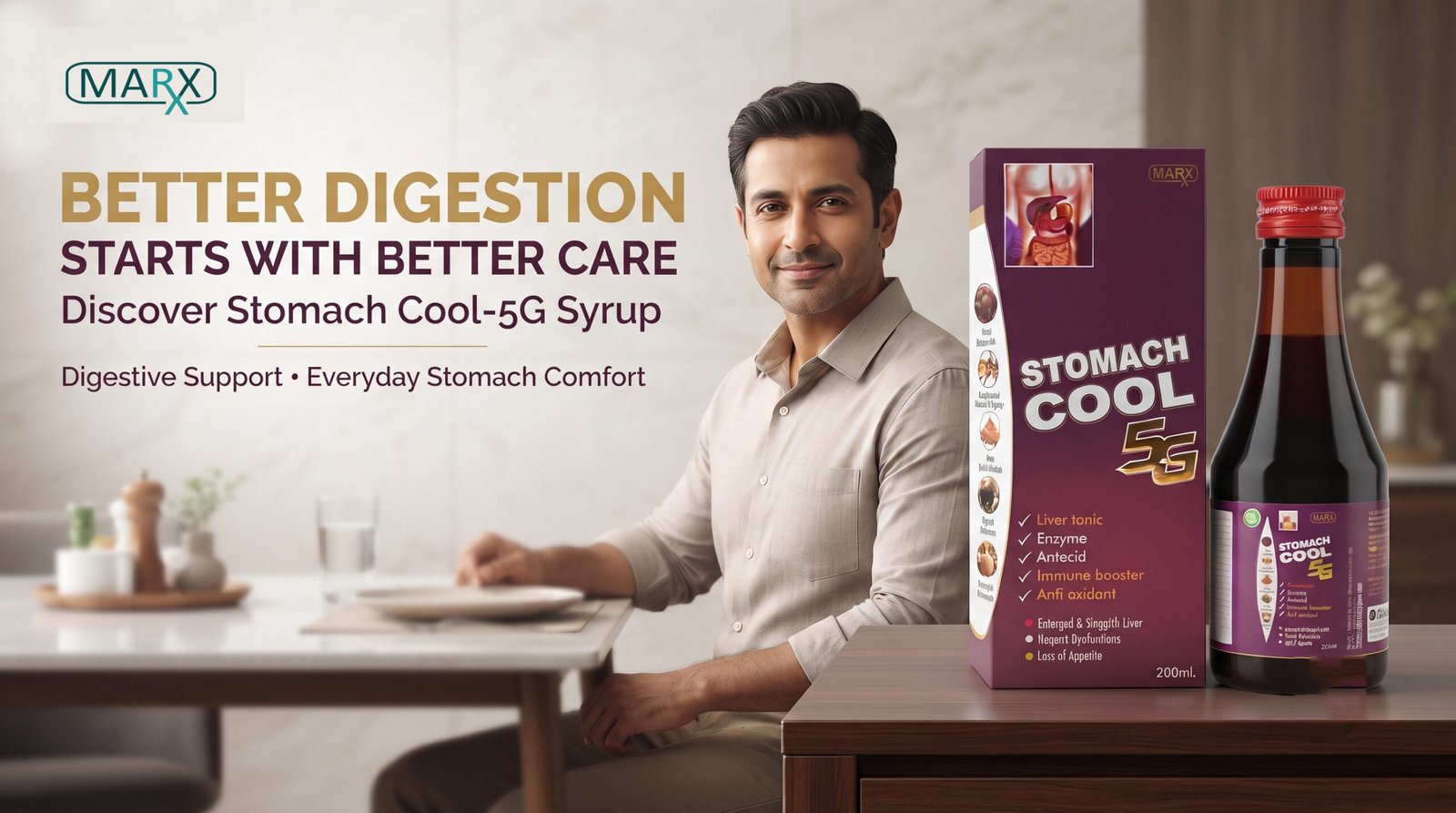 Better Digestion Starts With Better Care Stomach Cool-5G Syrup