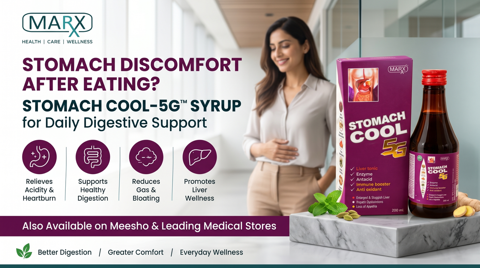 Stomach Discomfort After Eating? Stomach Cool-5G Syrup for Daily Digestive Support